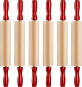 Mini Rolling Pin 7.5 Inch (6 Pack) Kids Rolling Pin Set for Play Dough Accessories Small Pin for Dough - Wooden Rolling Pins For Baking With Handles for Foods, Baking Supplies, And Playtime