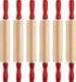 Mini Rolling Pin 7.5 Inch (6 Pack) Kids Rolling Pin Set for Play Dough Accessories Small Pin for Dough - Wooden Rolling Pins For Baking With Handles for Foods, Baking Supplies, And Playtime
