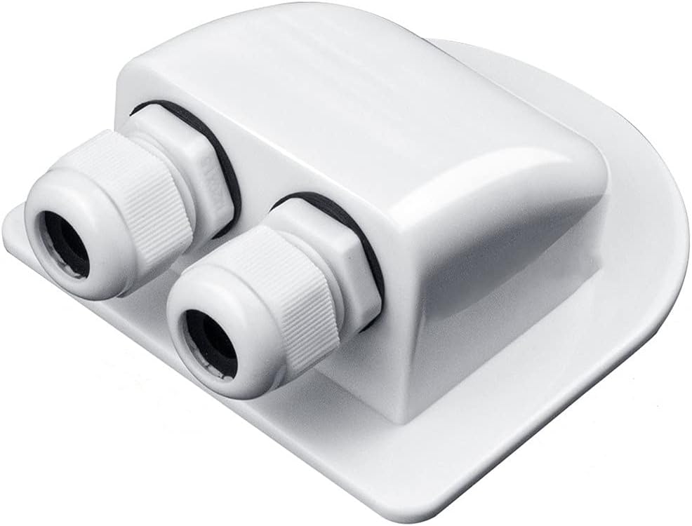Solar Cable Entry Gland - Waterproof Double Connector Cover, Photovoltaic Plastic Bracket Curved ABS Dual Entry Housing for RV, Caravan Boat Panels