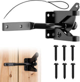 Gate Latch Self Locking Fence Gate Latch Automatic Gate Latch Door Latches with Pull Cable for Wooden Fence Gates Door, Black