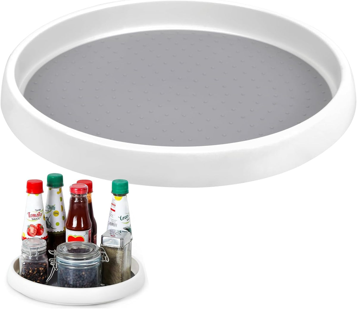 Lazy Susan Turntable Non-Skid Spice Turntable Rack 12-Inch Pantry Storage Organizers for Cabinet Kitchen Fridge Bathroom Countertop Organizing