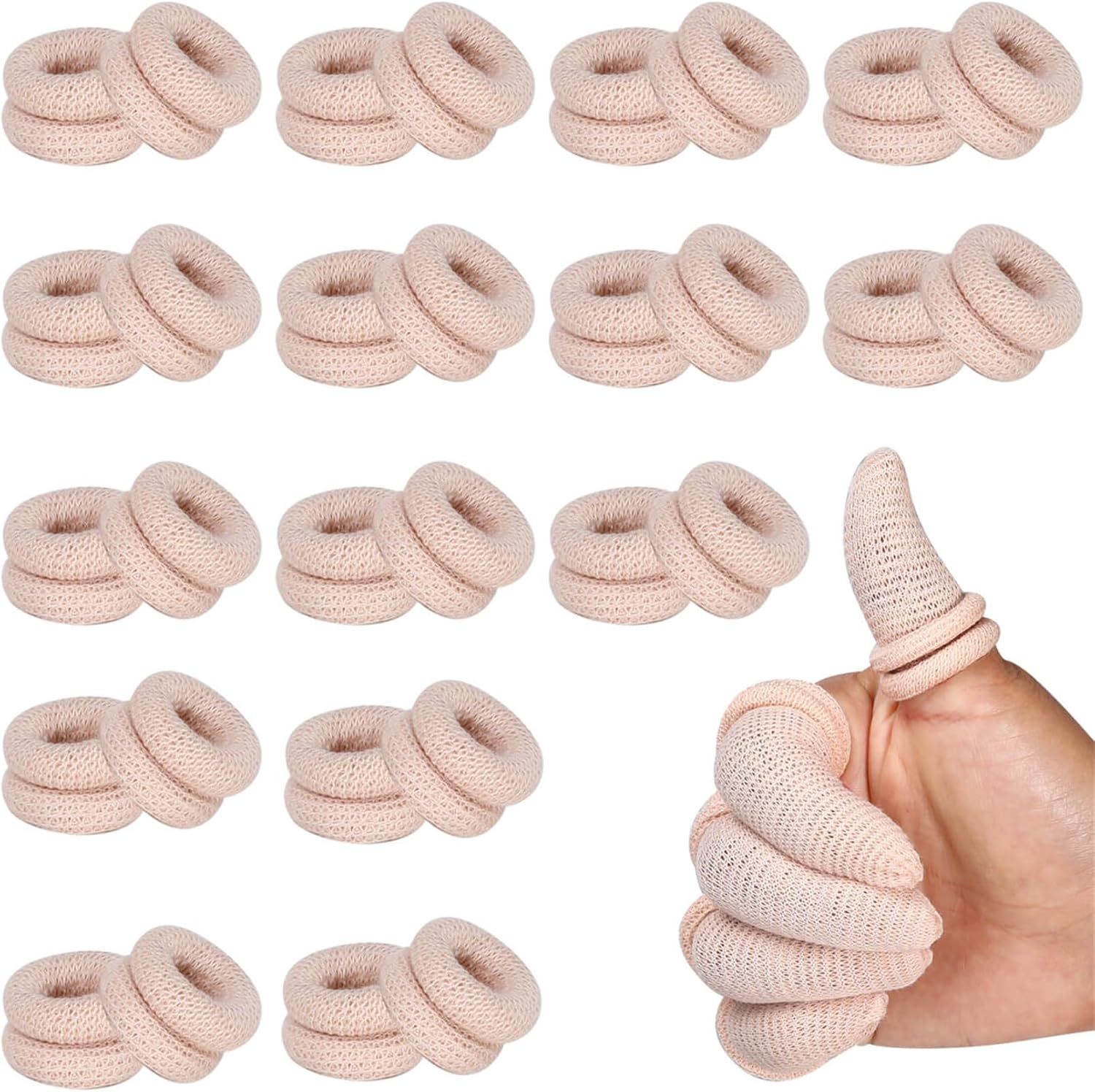 Thumb Bandage Finger Bandages 30 PCS Tubular Finger Stall Bandage Cotton Finger Cots Elastic Fingertip Protectors for Sprains Sports Kitchen Gardening Work