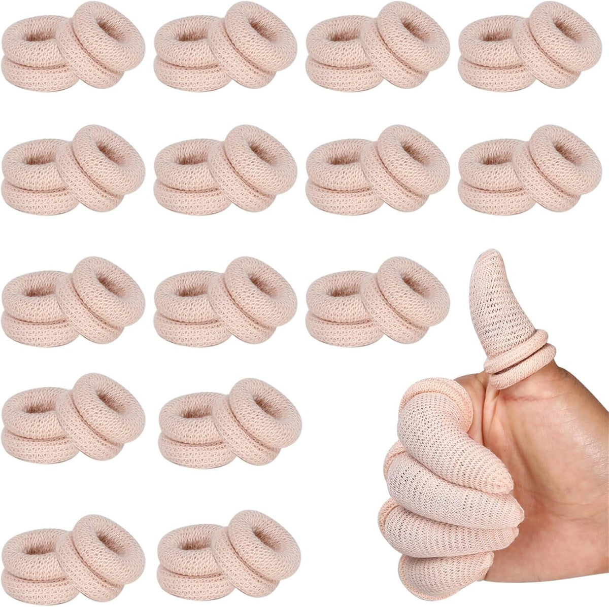 Thumb Bandage Finger Bandages 30 PCS Tubular Finger Stall Bandage Cotton Finger Cots Elastic Fingertip Protectors for Sprains Sports Kitchen Gardening Work