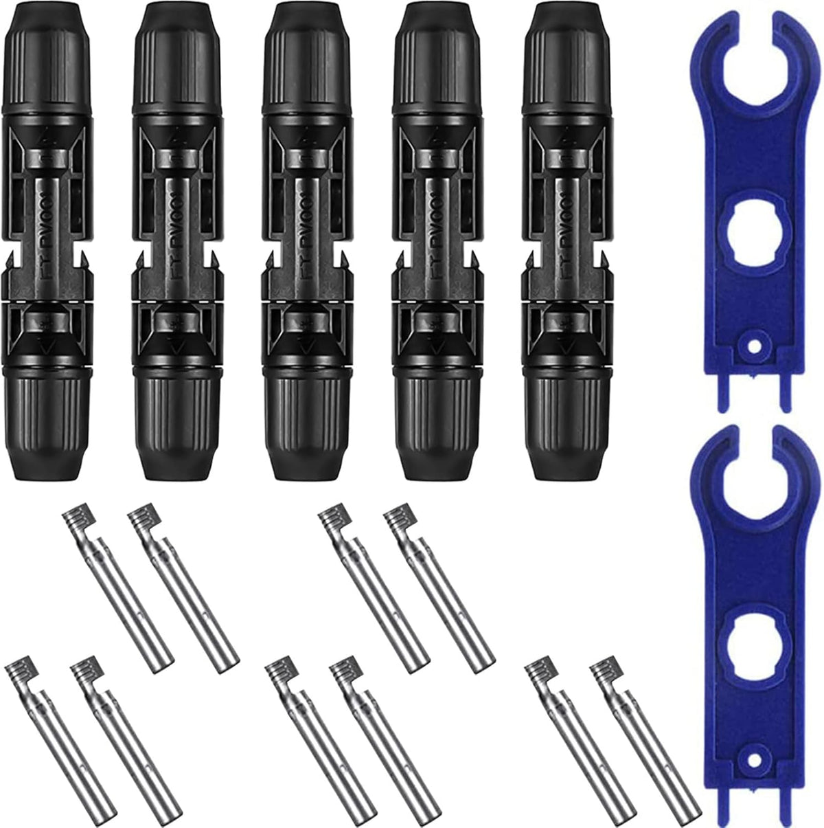 Solar Connectors MC4 Kit Solar Panel Cable Connector Entry Gland with Spanners Male and Female for Kinds Solar Wires Waterproof 5 Pairs