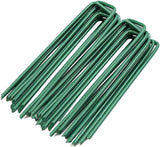 IME Garden Staples U Shaped Ground Anchors Stakes Pegs Pins Spikes for Securing Lawn Farm Sod Barrier Landscape Grass Fabric Netting Green 15CM 20Pack