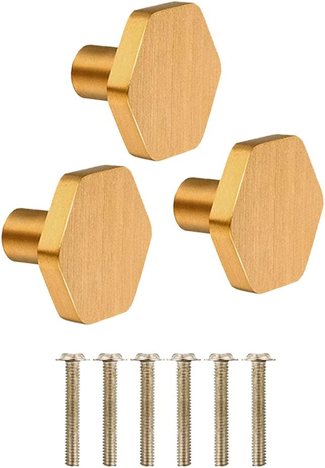 IME Drawer Knobs, Brass Cabinet Door Knobs Furniture Cupboard Pull Handle Wardrobe Dressers Knobs Hardware with Screw 3PCS [30X20MM]