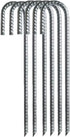 Ground Rebar Stakes Heavy Duty Steel Staples Anchors Garden Stake Pegs for Camping Tents Trampoline 12 inch, 6pack