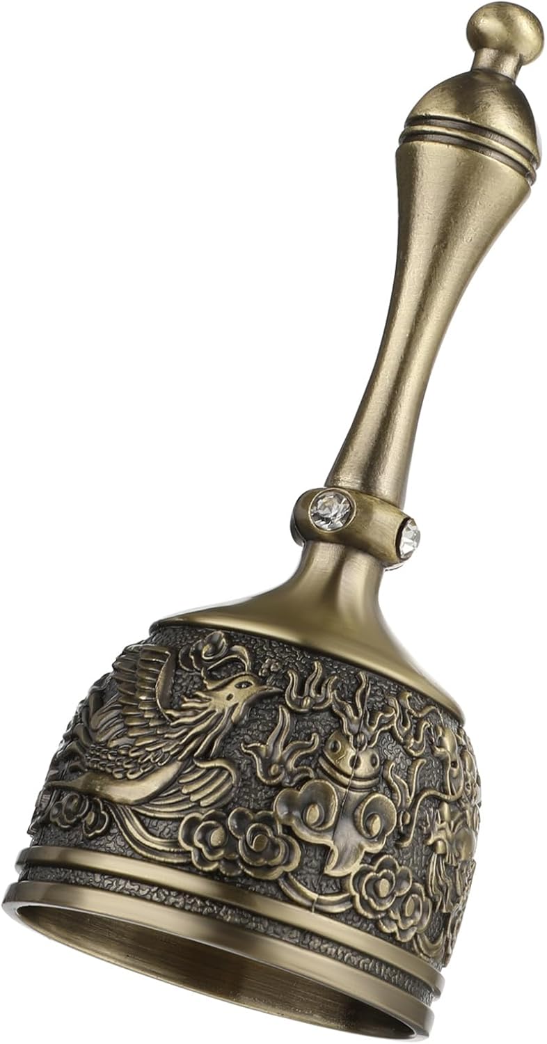 Hand Bell Brass Dinner Call Bells Loud Service Ringing Bell Tibetan Handbells for Meditation Seniors Bedside Musical Teaching Classroom
