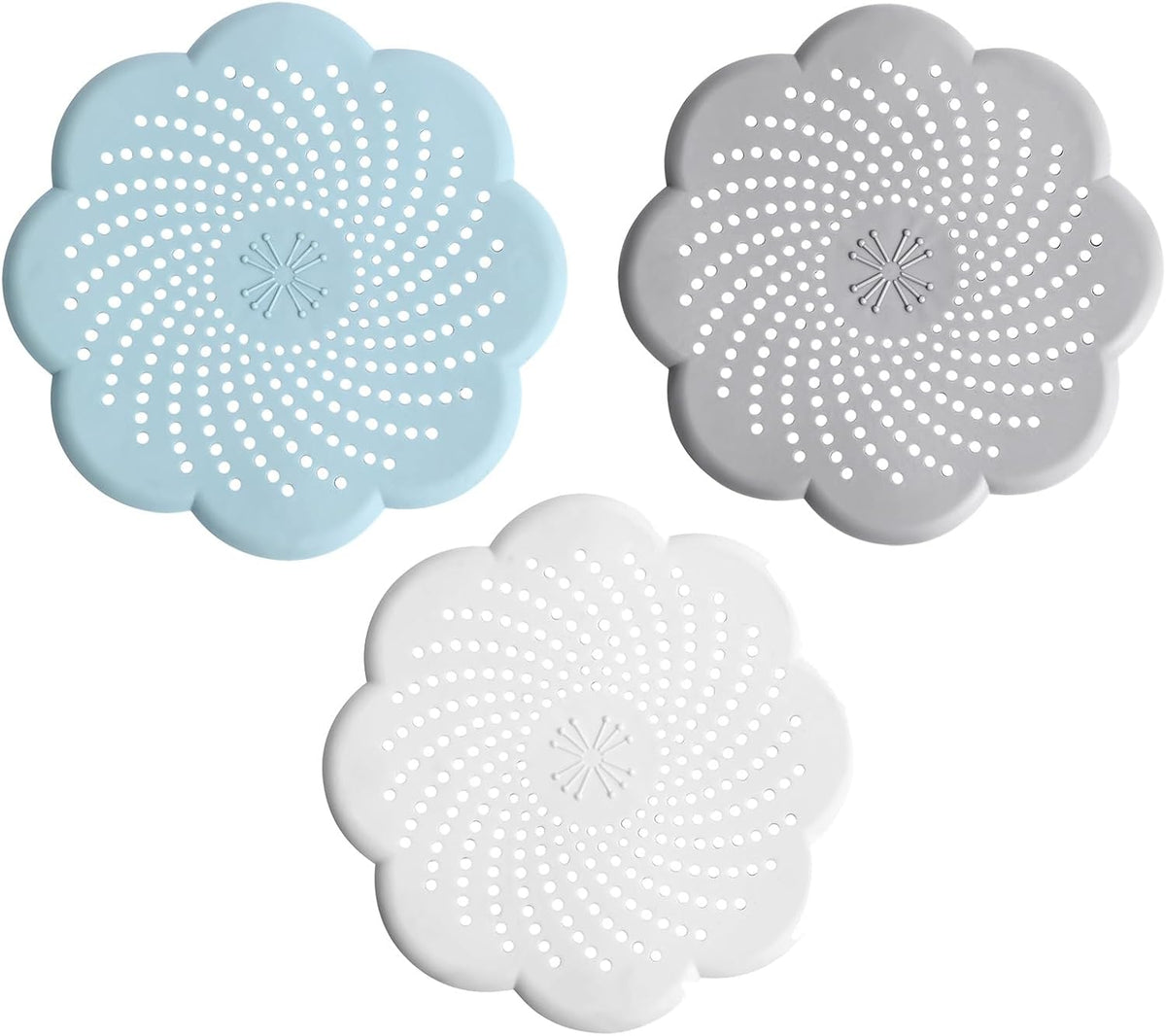 3 Pcs Shower Drain Covers Hair Catcher, 5.7 Inch Silicone Kitchen Sink Strainer Bathroom Shower Sink Stopper - Drain Cover Hair Trap, Filter for Kitchen Bathroom Tub
