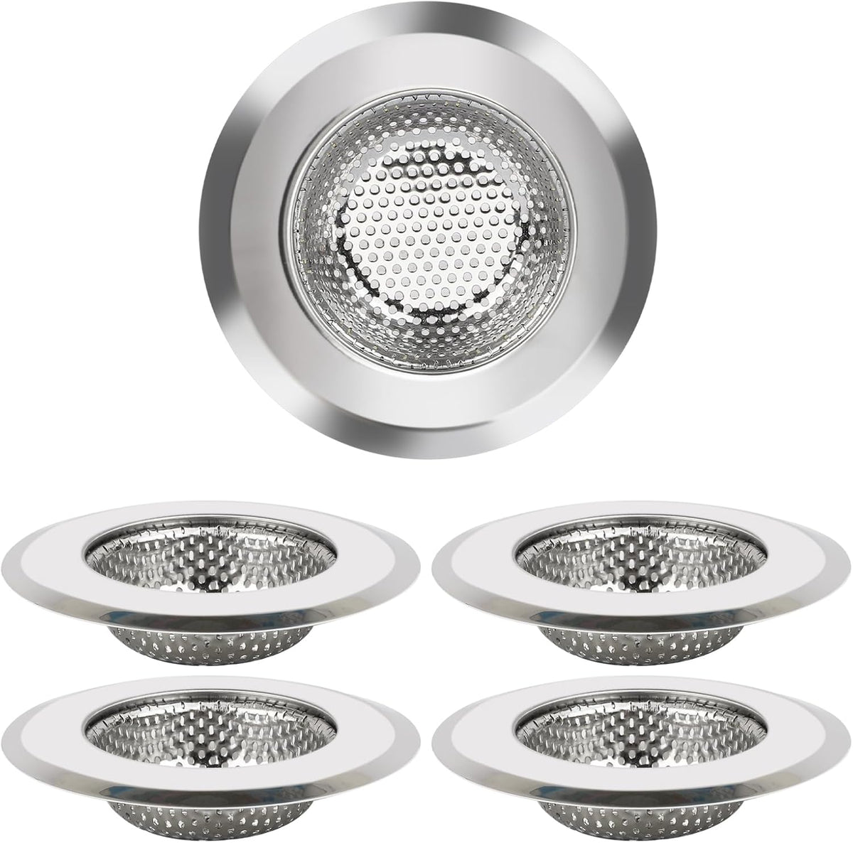 Kitchen Sink Strainer 5 Pcs, 4.5 Inch/11.5cm Stainless Steel Sink Drain Strainer Kit Food Catcher for Kitchen Sink