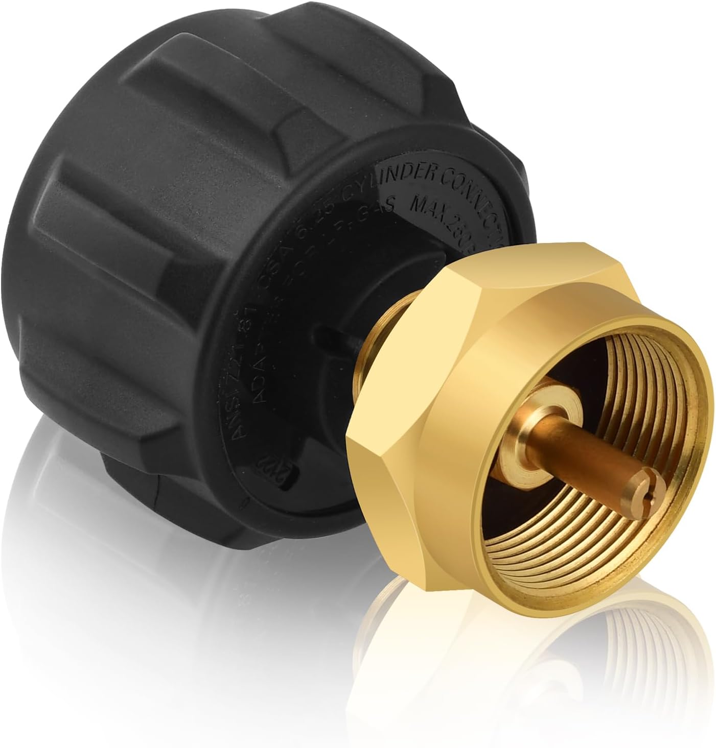 Safest QCC1 Regulator Valve Propane Refill Adapter for Steel Propane Cylinder with Type 1, Fits All 1 LB Throwaway Disposable Cylinder, 100% Solid Brass Regulator Valve Accessory