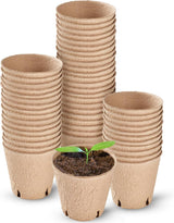 100PCS 8CM Seed Starter Pots, Seed Starter Kit, Transplant Seedlings Pots, Organic Biodegradable Pots for Plant Starters, Seedlings, Saplings, Flowers, Vegetables, with Bonus 100 Plastic Plant Markers