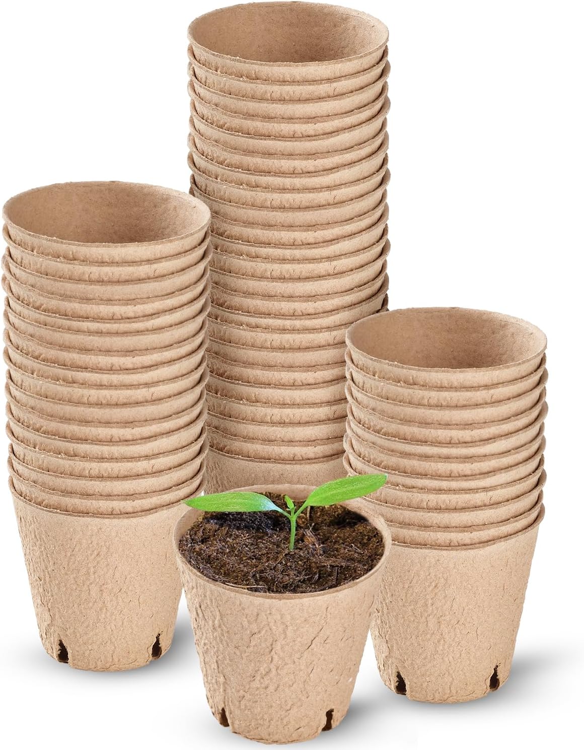 100PCS 8CM Seed Starter Pots, Seed Starter Kit, Transplant Seedlings Pots, Organic Biodegradable Pots for Plant Starters, Seedlings, Saplings, Flowers, Vegetables, with Bonus 100 Plastic Plant Markers