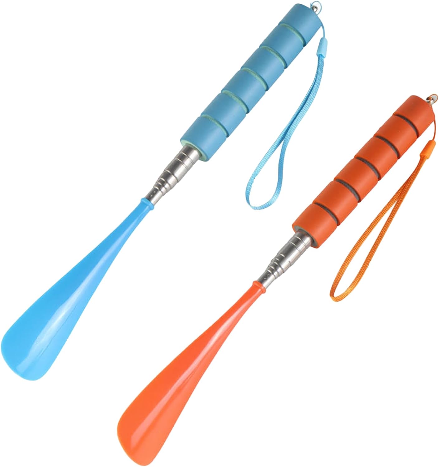 Shoe Horn Long Handle 12"-28" Retractable, 2 Pack Portable Shoe Horn Adjustable Stainless Steel Long Shoe Horn For Seniors Men Women Kids
