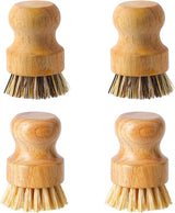 Dish Scrub Brush Dish Scrubber, 4 Packs Natural Bamboo Dish Brush Full Circle Palm Scrub Brush for Cleaning Pots Pans Vegetables (3.12 x 2.2 in)