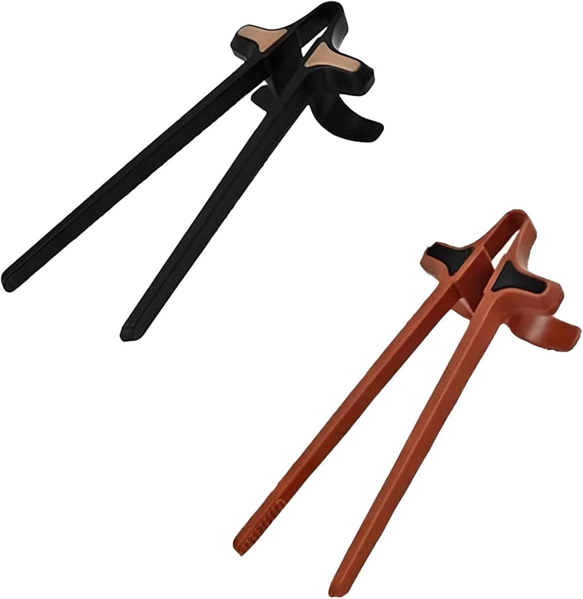 2Pcs Finger Chopsticks, Snack Chopsticks for Gamers Snack Clips Gamepad Accessories Mobile Game Accessories (Black, Brown)