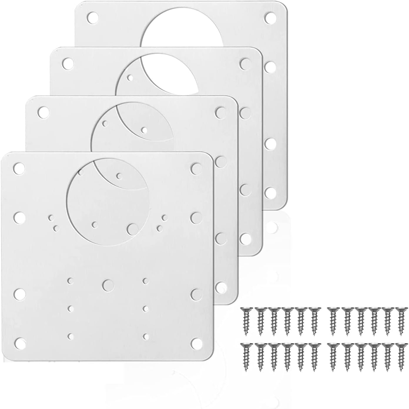 4 Pcs Hinges Repair Fixing Plates,Stainless Steel Board Cabinet Hinge Repair Replacement Kit for Kitchen Cupboard Door Locker Door Hinges