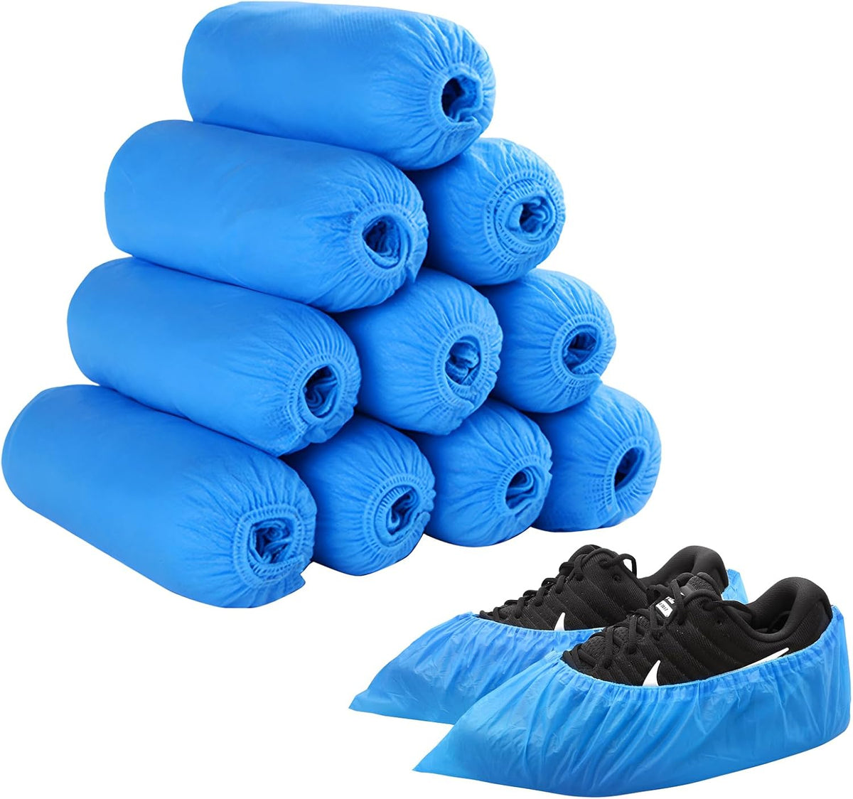 Shoe Covers Non Slip, 100 Pack (50 Pairs) Extra Thick Disposable Boot Covers, Non Woven Fabric Boot Covers for Indoors, Durable Protector Covers for Men and Women (Blue)