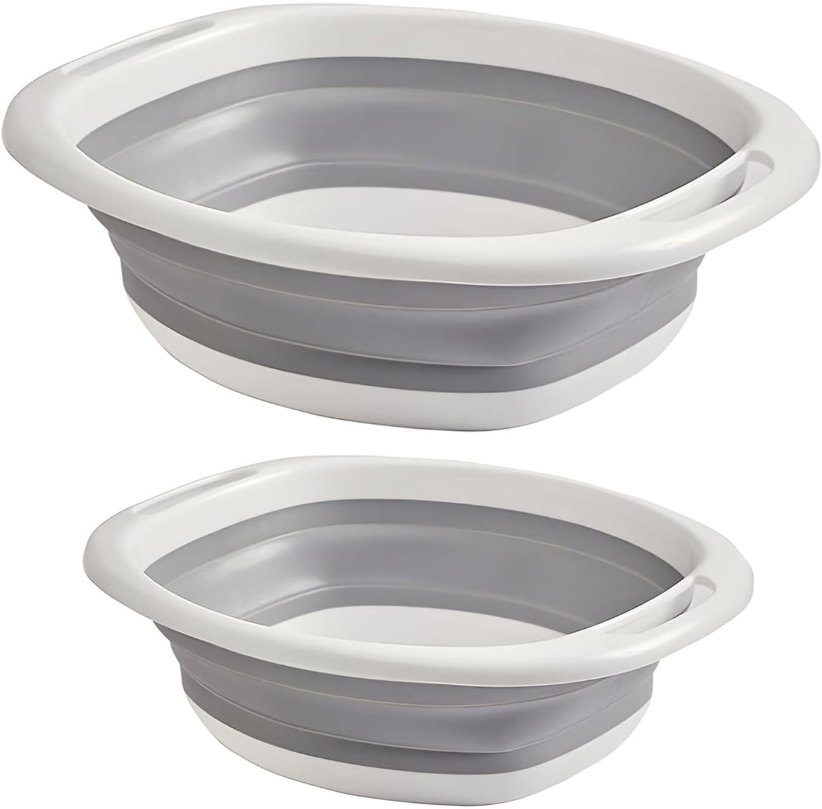 2 Pack Collapsible Wash Basin, Portable Wash Basin with Handles for Kitchen Sink Fruits Vegetables Home Camping Easy Storage (Grey)