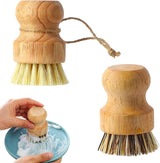 Dish Scrub Brush Dish Scrubber, 2 Packs Natural Bamboo Dish Brush Full Circle Palm Scrub Brush for Cleaning Pots Pans Vegetables (3.12 x 2.2 in)