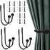 6 Pcs Curtain Holdbacks Curtain Tiebacks, U Shaped Curtain Hooks Wall Mount Window Curtain Holder (Black)