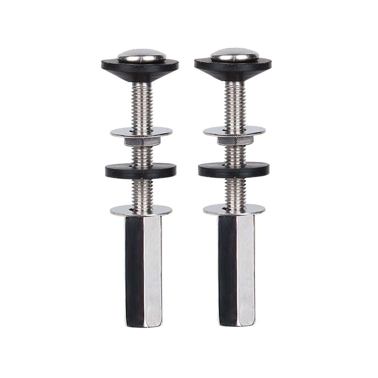 Toilet Tank to Bowl Bolt Kits, 2 Pack Toilet Bolt Kit for Tank Heavy Duty Washers and Round Cover Caps with Extra Long Nut Screw (Silver)