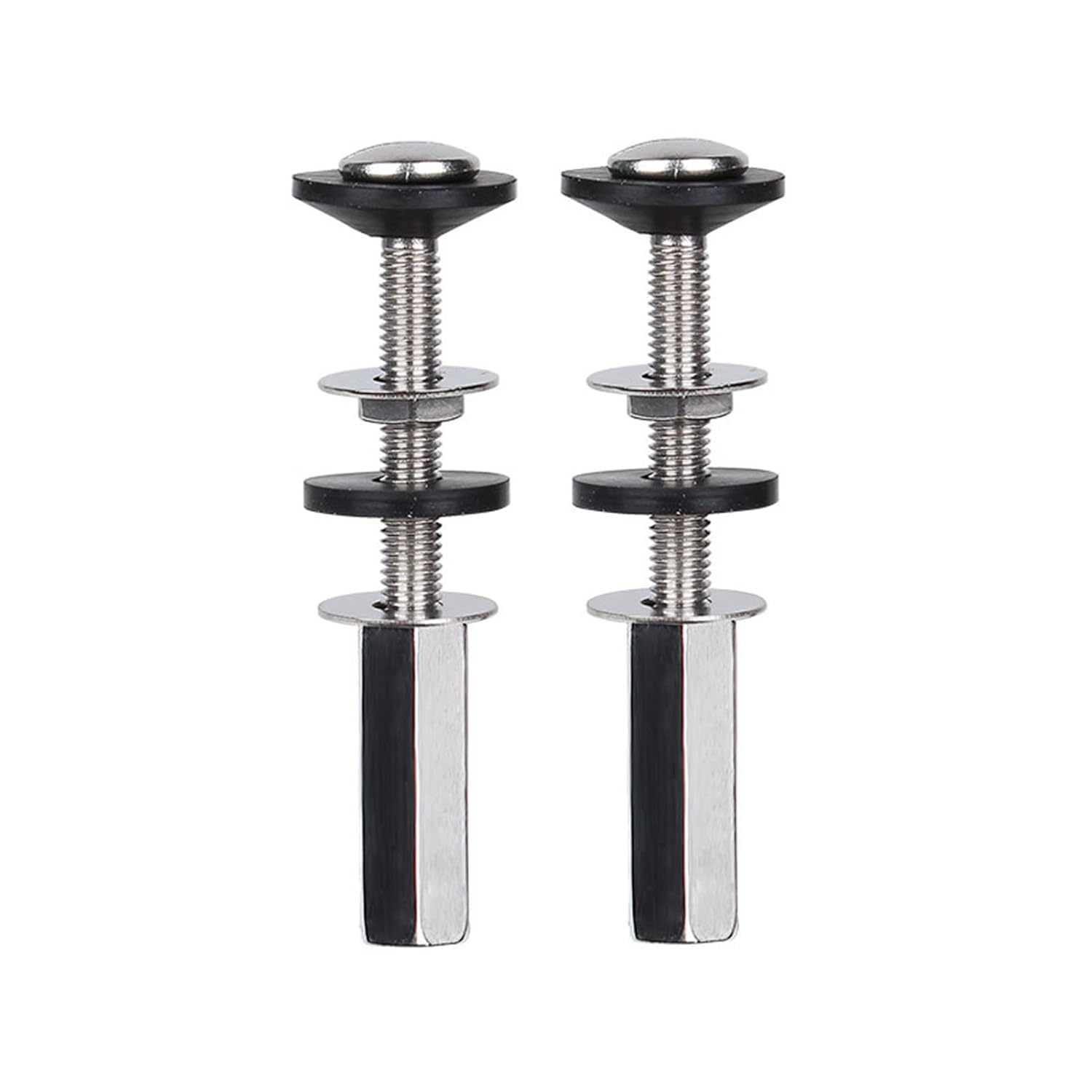 Toilet Tank to Bowl Bolt Kits, 2 Pack Toilet Bolt Kit for Tank Heavy Duty Washers and Round Cover Caps with Extra Long Nut Screw (Silver)