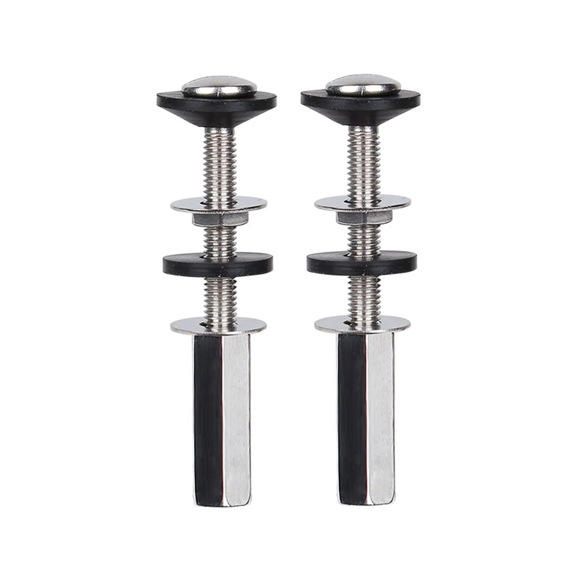 Toilet Tank to Bowl Bolt Kits, 2 Pack Toilet Bolt Kit for Tank Heavy Duty Washers and Round Cover Caps with Extra Long Nut Screw (Silver)