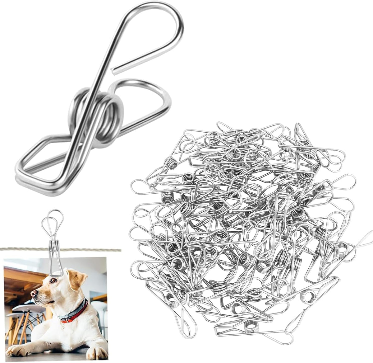 30 PCS Clothes Pins for Laundry Clips, 2.5 Inch Stainless Steel Clothespins for Outdoor, Clothes, Food Sealing and Photo