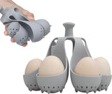 Silicone Egg Boiler Rack, Egg Poacher Egg Boiler Holder Holds 6 Eggs for Easy Cooking and Fridge Storage, Dishwasher Safe