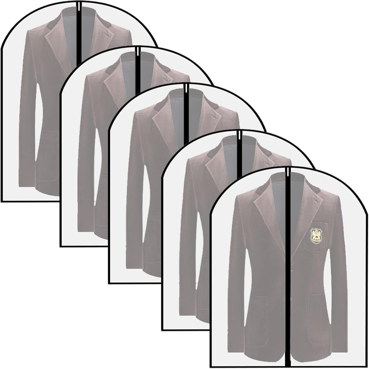 Garment Bag Suit Bag, 5 Pack Coat Cover Clothes Storage Bags Garment Dust Cover Bags with Zipper for Coat Suits Dresses Costumes Uniforms (40 x 24in, L)