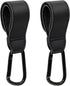 Baby Stroller Hooks, 2 PCS Leather Heavy Duty Mommy Hook with Adjustable Strap for Hanging Diaper Bag, Stroller Organizer, Groceries on Buggy Pushchair (Black)