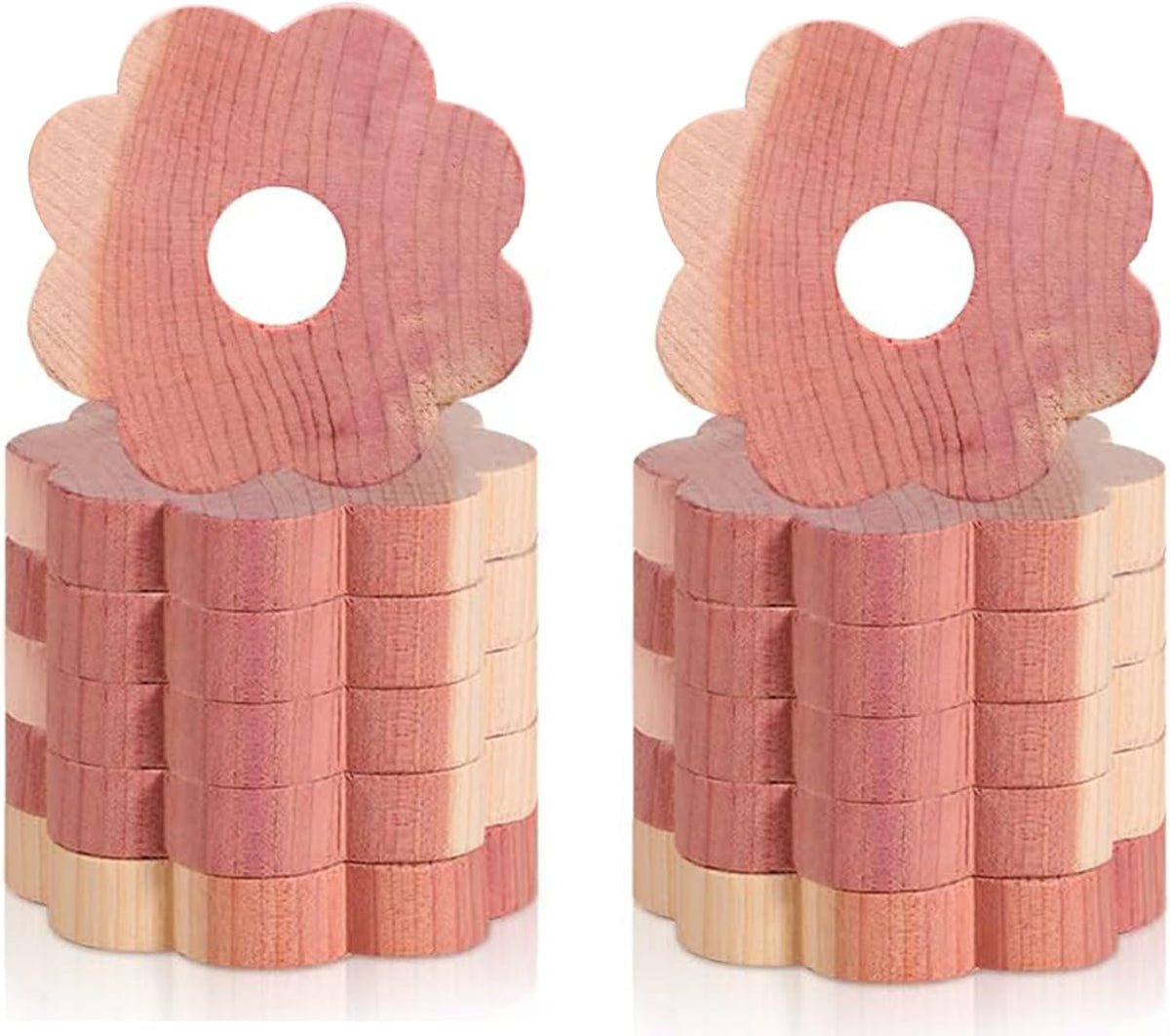 12 Pcs Cedar Blocks for Clothes Storage, Cedar Wood Flowers Rings Natural Aromatic Cedar Accessories for Closets & Drawers