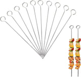 30 Pcs Kebab Skewers, 7.9 Inch Stainless Steel Barbeque Skewers with Ring-Tip Handle, Reusable BBQ Grilling Kabob Skewer for Chicken, Fruit, Vegetable, Meat