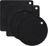 4 Pack Silicone Trivet Mats, Heat Resistant Pot Holders Non-Slip Hot Pads for Kitchen, Silicone Trivets for hot pots 2 Square and 2 Round Mats (Black)