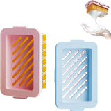 2 Pack Soap Holder Bar Soap Dish with Drain, Non-Slip Soap Box with Fixed Soap Net for Bathroom Gym (Pink, Blue)