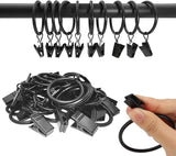 18 Pcs Curtain Rings with Clips, Drapes Rings 1.26 inch, Rustproof Metal Curtain Rings for Holding Curtains Rod Set and Drapes