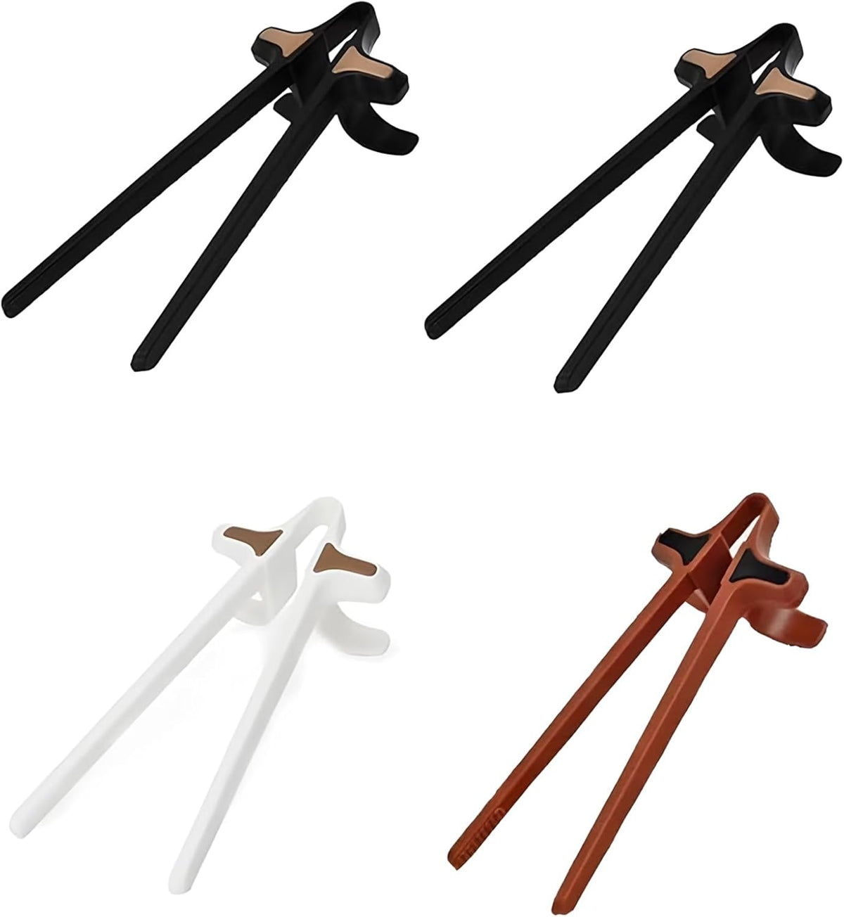 4Pcs Finger Chopsticks, Snack Chopsticks for Gamers Snack Clips Gamepad Accessories Mobile Game Accessories (Black, Brown, White)