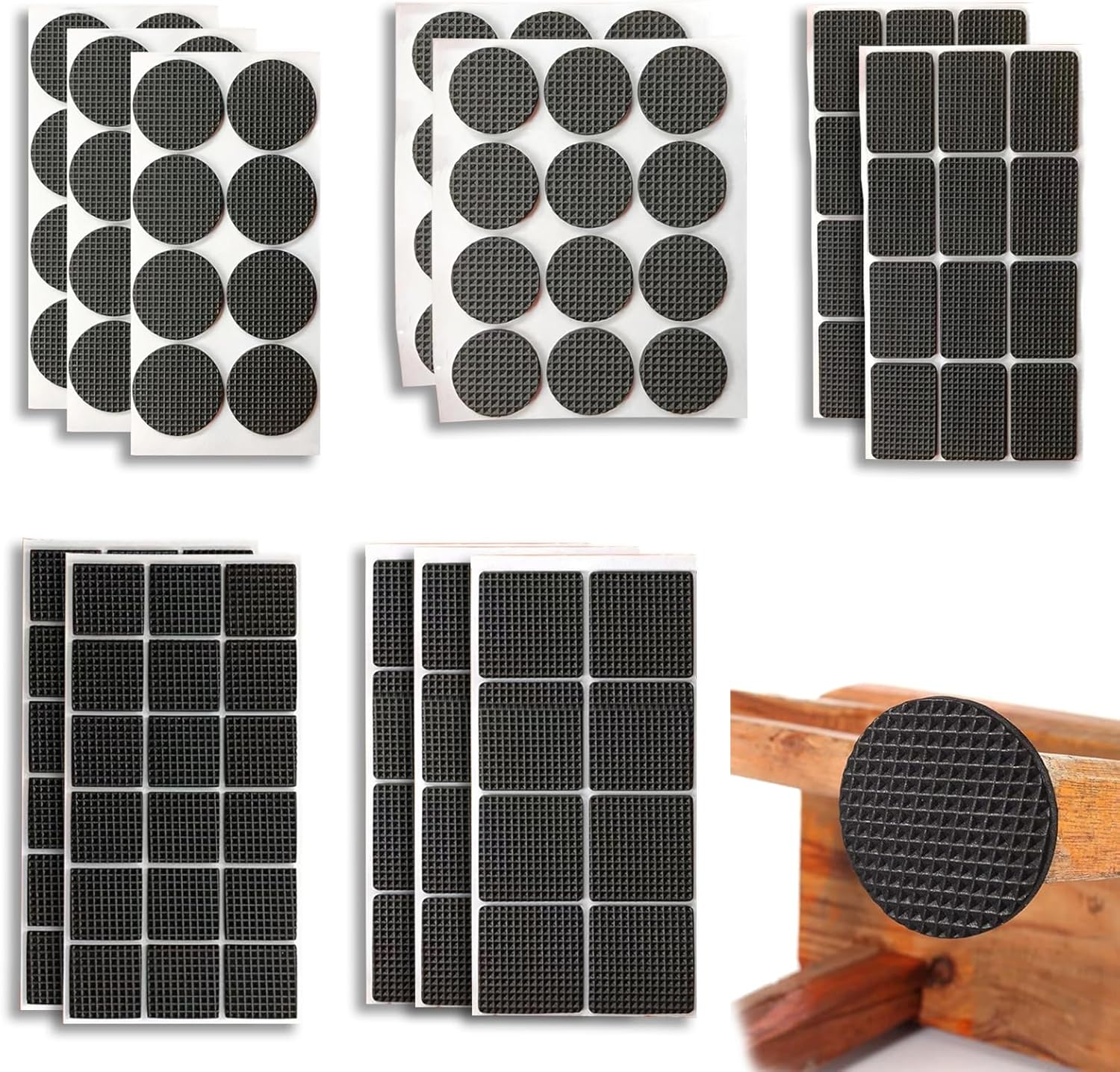 132 Pcs Anti Slip Furniture Pads, Non Slip Floor Protectors Hardwood Floor Protectors Self Adhesive Pads for Chair Legs Furniture Legs Different Sizes