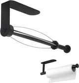 Paper Towel Holder Under Cabinet, Self Adhesive or Drilling, Wall Mount Stainless Steel Paper Towel Rack for Kitchen Toilet Bathroom