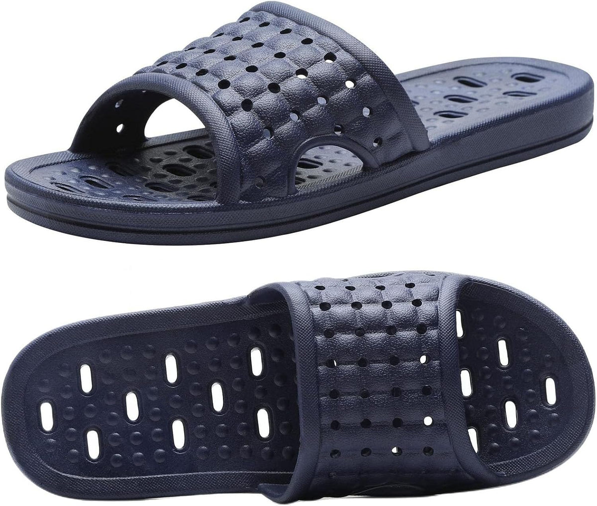 Quick Drying Shower Slippers non-slip Bathroom Slippers Drain Holes Shower Shoes for Women and Men Dorm pool gym
