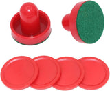 Air Hockey Pushers & Pucks Set, 60mm Mini Goal Handles Paddles Replacement Accessories for Game Tables - Red As Shown