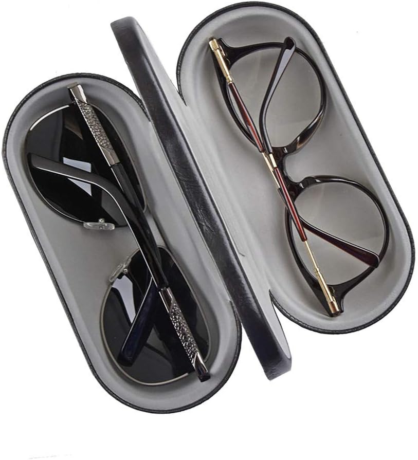 [2 in 1] Dual Glasses Case Hard Shell Eyeglass Case Protective for 2 Eyeglasses (Not Suitable for Sunglasses)