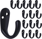 15PCS Coat Hooks Wall Mounted Single Prong Robe Hook for Hanging Towel Hooks with 30 Screws for Bags, Hat, Cap, Scarf, Cup (Black)