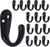 15PCS Coat Hooks Wall Mounted Single Prong Robe Hook for Hanging Towel Hooks with 30 Screws for Bags, Hat, Cap, Scarf, Cup (Black)