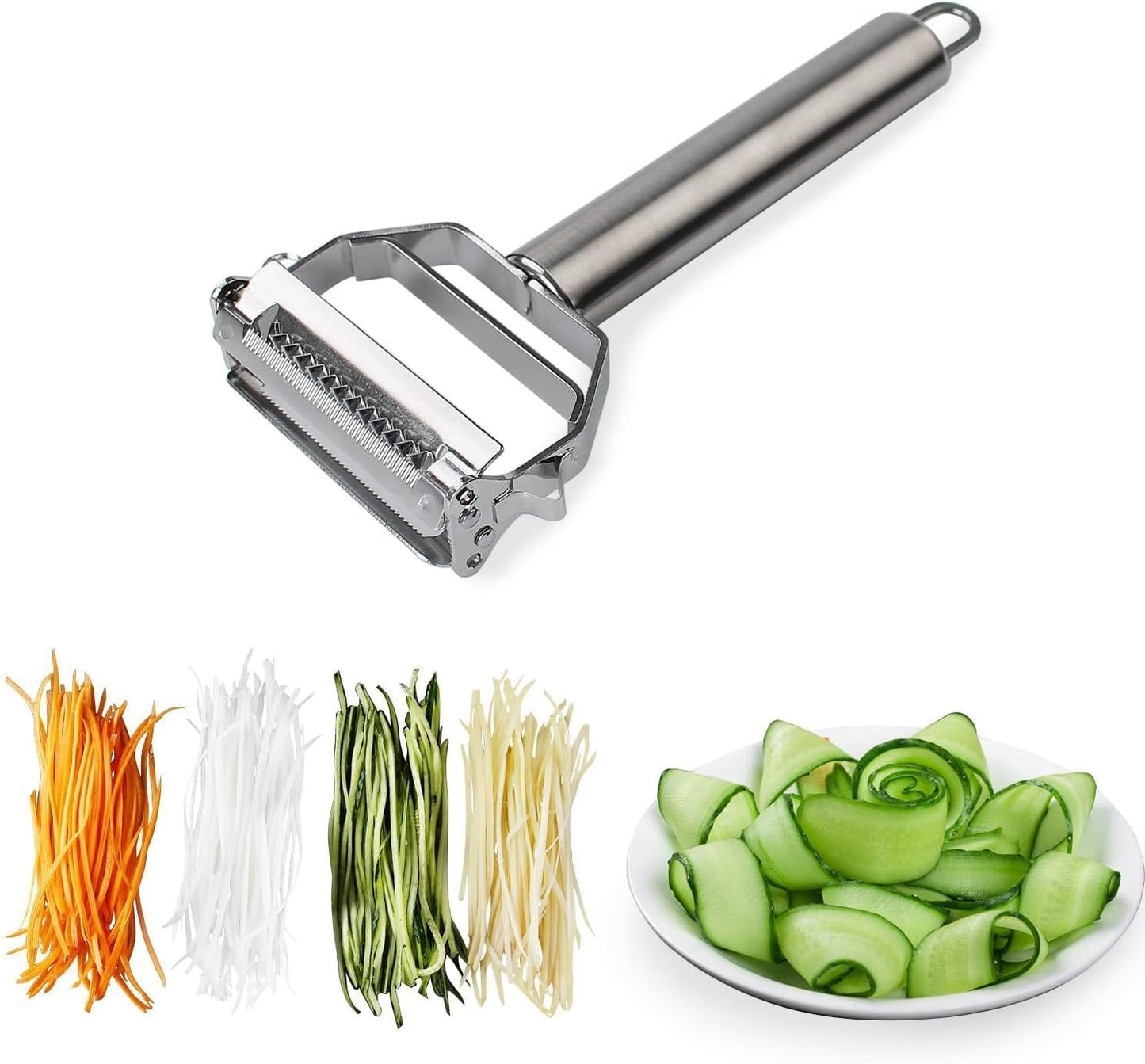 Vegetable Peeler & Potato Peelers for Kitchen, Fruit, Carrot, Veggie Julienne Peeler, Shredded Carrots, Cucumber Julienne Slicer Vegetable Cutter, Dual Blade Stainless Steel Peeler