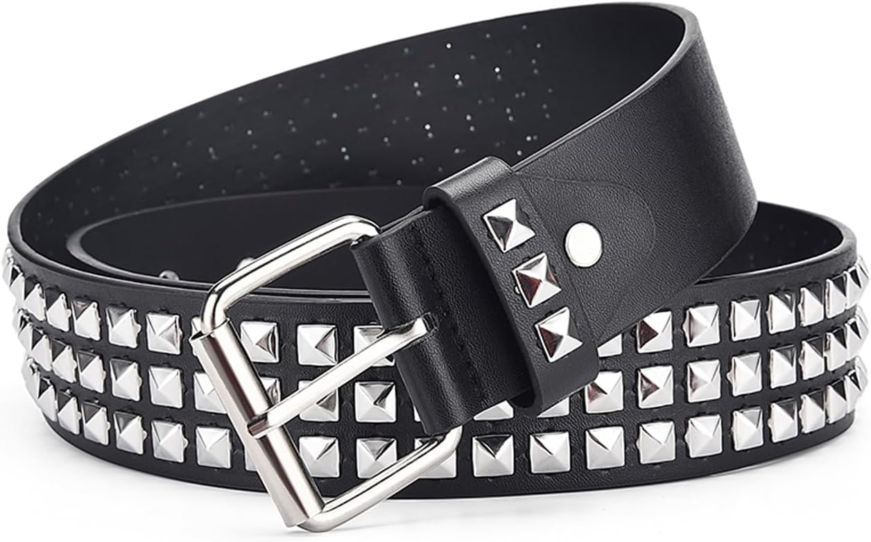 Studded Belts Women Y2K Stud Punk Rock Woman Girls Black Waist Belt for Cosplay Halloween