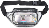 Clear Fanny Pack Stadium Approved, Waterproof Transparent Waist Bag, Clear Purse Adjustable Belt Bag for Travel, Beach, Events, Concerts Bag, Black, AB9285