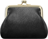Coin Purse, Small PU Leather Change Purse, Coin Wallet with Clasp, Car Change Holder Pouch for Woman Men Kids Girls, Black