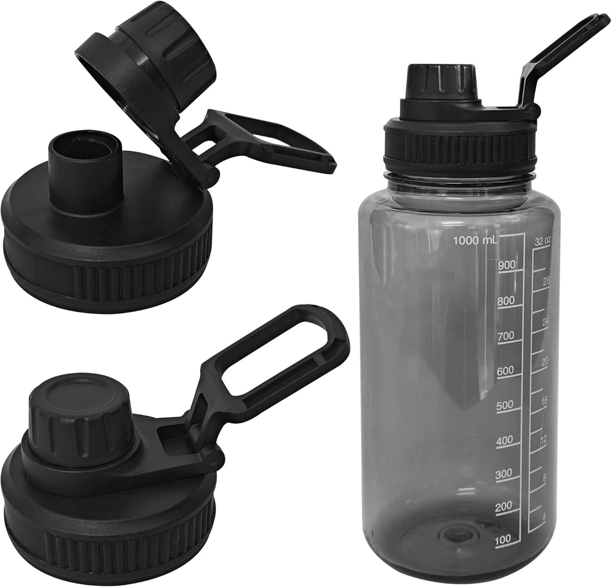 2 Pcs Replaceable Lid for Nalgene Sustain Tritan Water Bottle, Wide Mouth Loop Top Lid Compatible with Nalgene 32 oz, BPA Free, Replacement Cap Accessories with Handle Easy to Carry, Black
